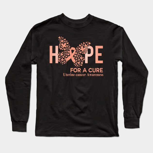 Hope For A Cure Butterfly Gift Uterine cancer 2 Long Sleeve T-Shirt by HomerNewbergereq